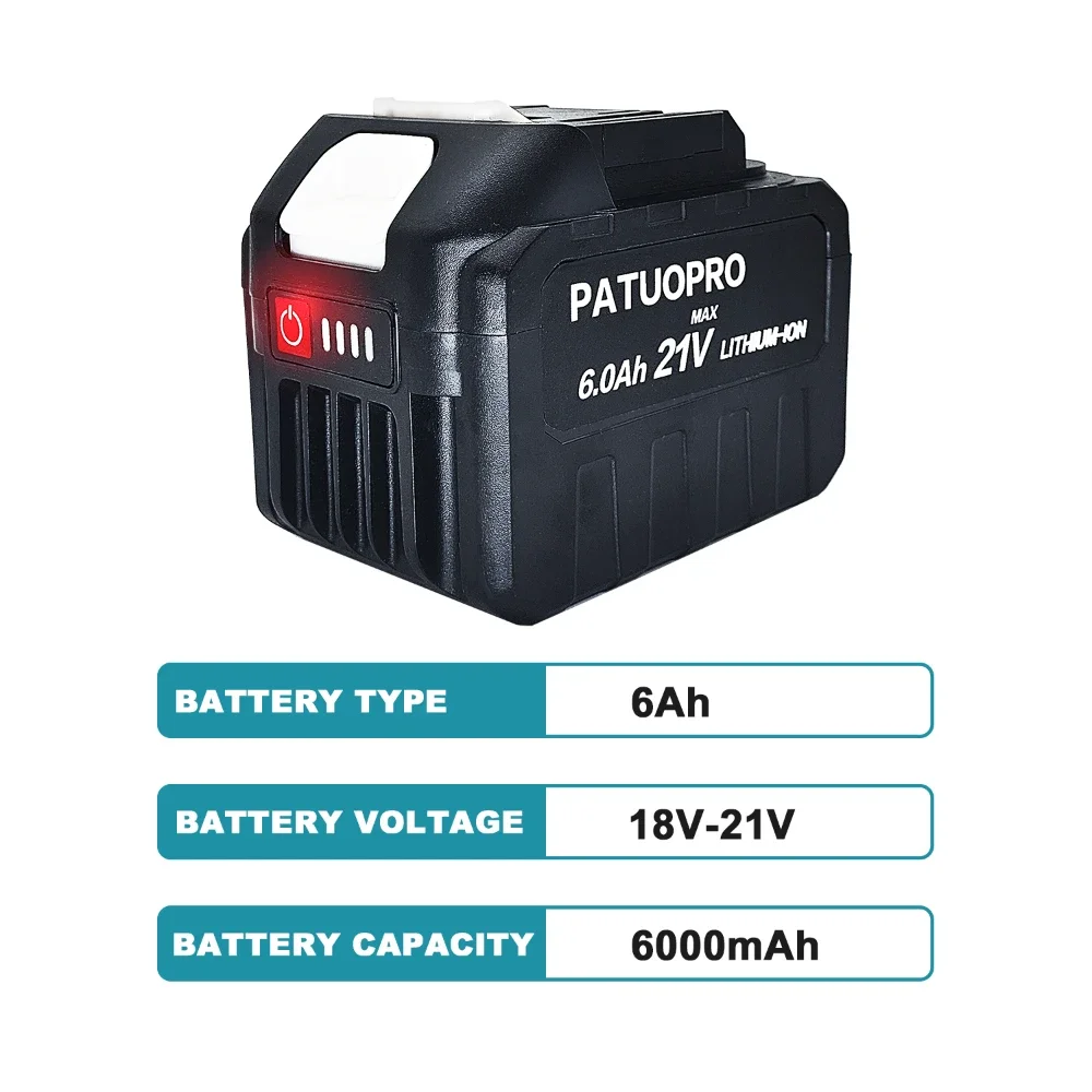 PATUOPRO 18-21V 2.0 4.0 6.0 8.0Ah Rechargeable Lithium Battery For Makita 18V Electric Wrench Saw Drill Grinder Power Tools