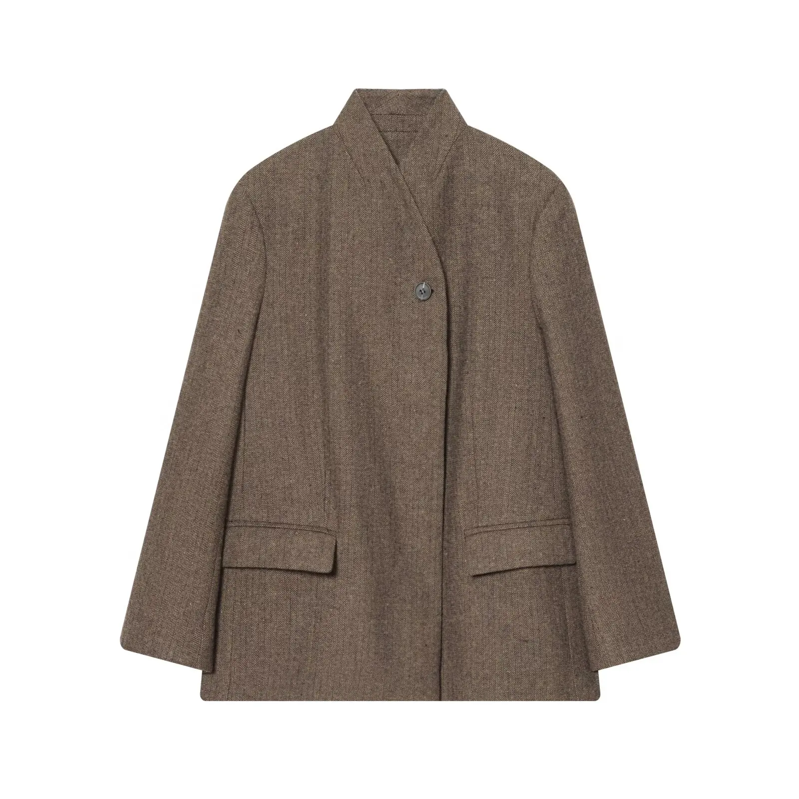 

DiYiG WOMAN 2025 Winter New Fashion Herringer Twill Suit Chic Single Button All-match Long Sleeve Jacket Outerwear Mujer