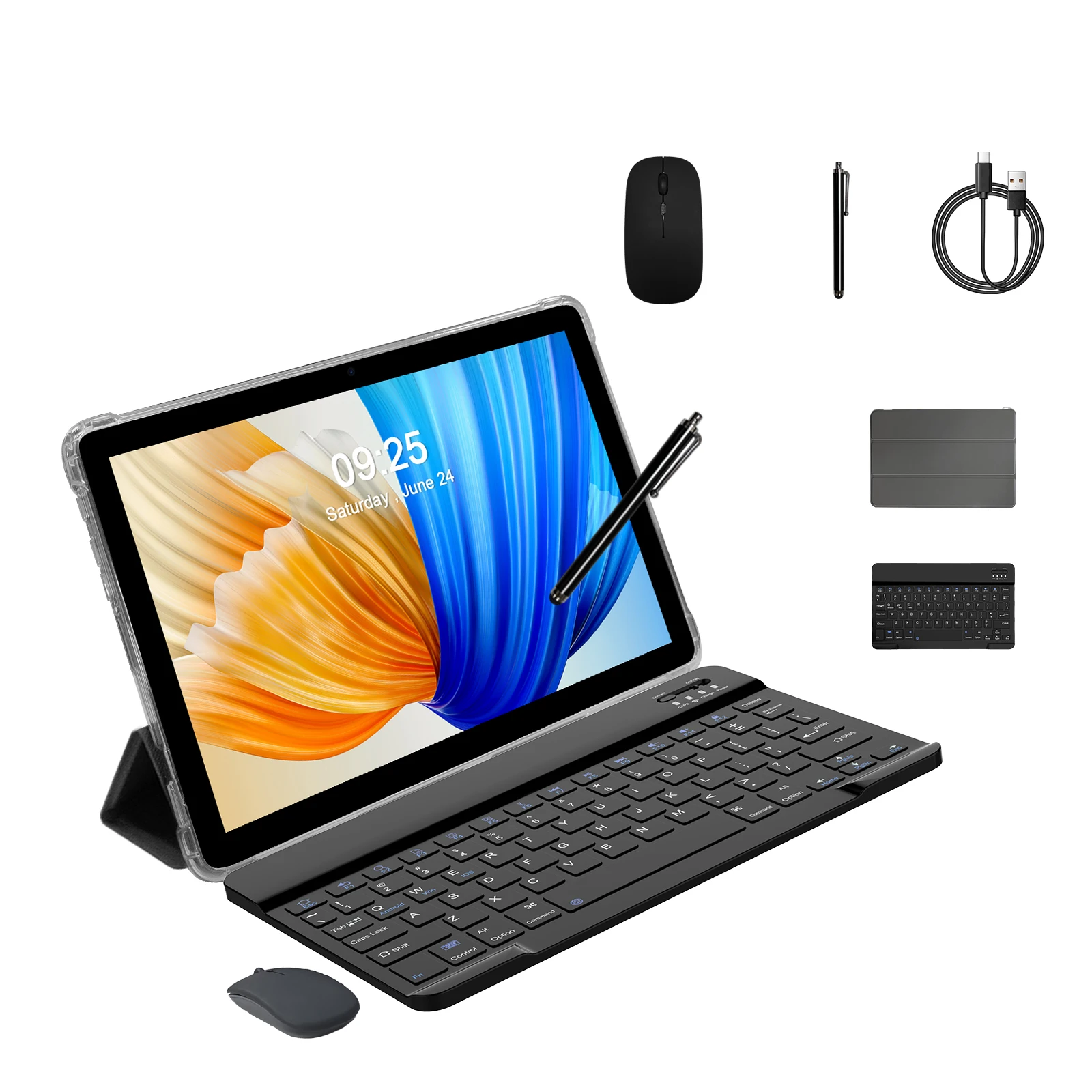 PRITOM 10.1 Inch 2-in-1 Android 15 Tablet with Keyboard, 8GB RAM (4+4), 128GB Storage, 1TB Expandable, 8000mAh Battery