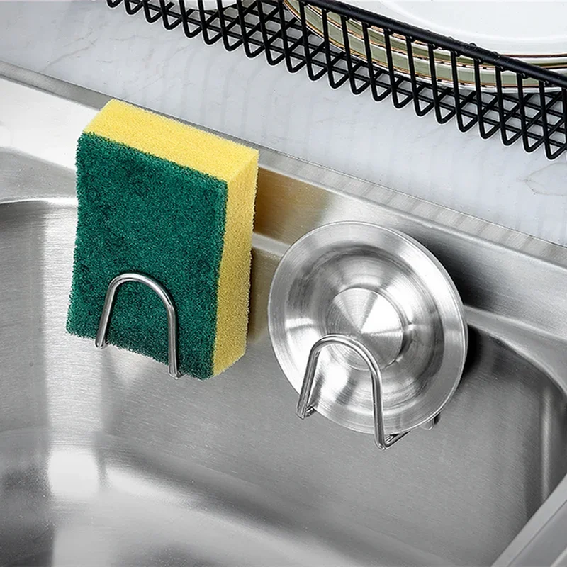 New Kitchen Storage Rack Stainless Steel Bathroom Sponge Holder Wall Mounted Drain Storage Shelf Wire Ball Rag Sink Accessories