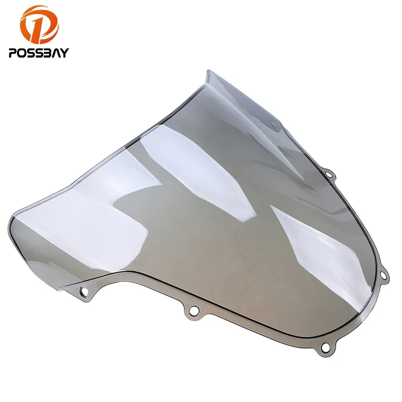 

POSSBAY Grey Motorcycle Windshield Motocicleta Double Bubble Scooter Windscreen for Suzuki GSXR 600/750 K1 2001 2002 2003