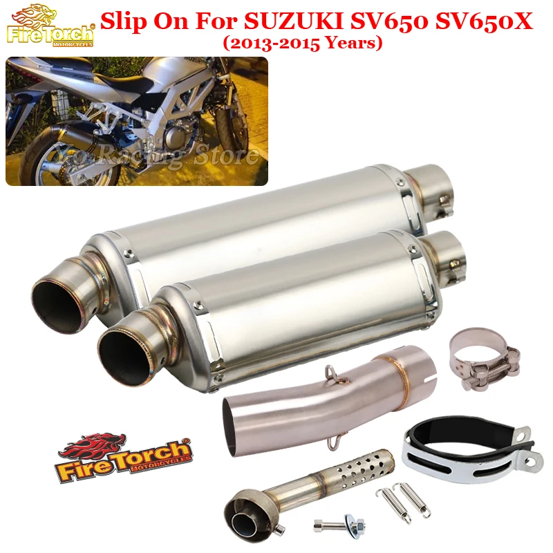 Motorcycle Exhaust Escape System Modified Middle Link Pipe With Moto Muffler Slip On For SUZUKI SV650 SV 650 SV650X 2003 - 2015