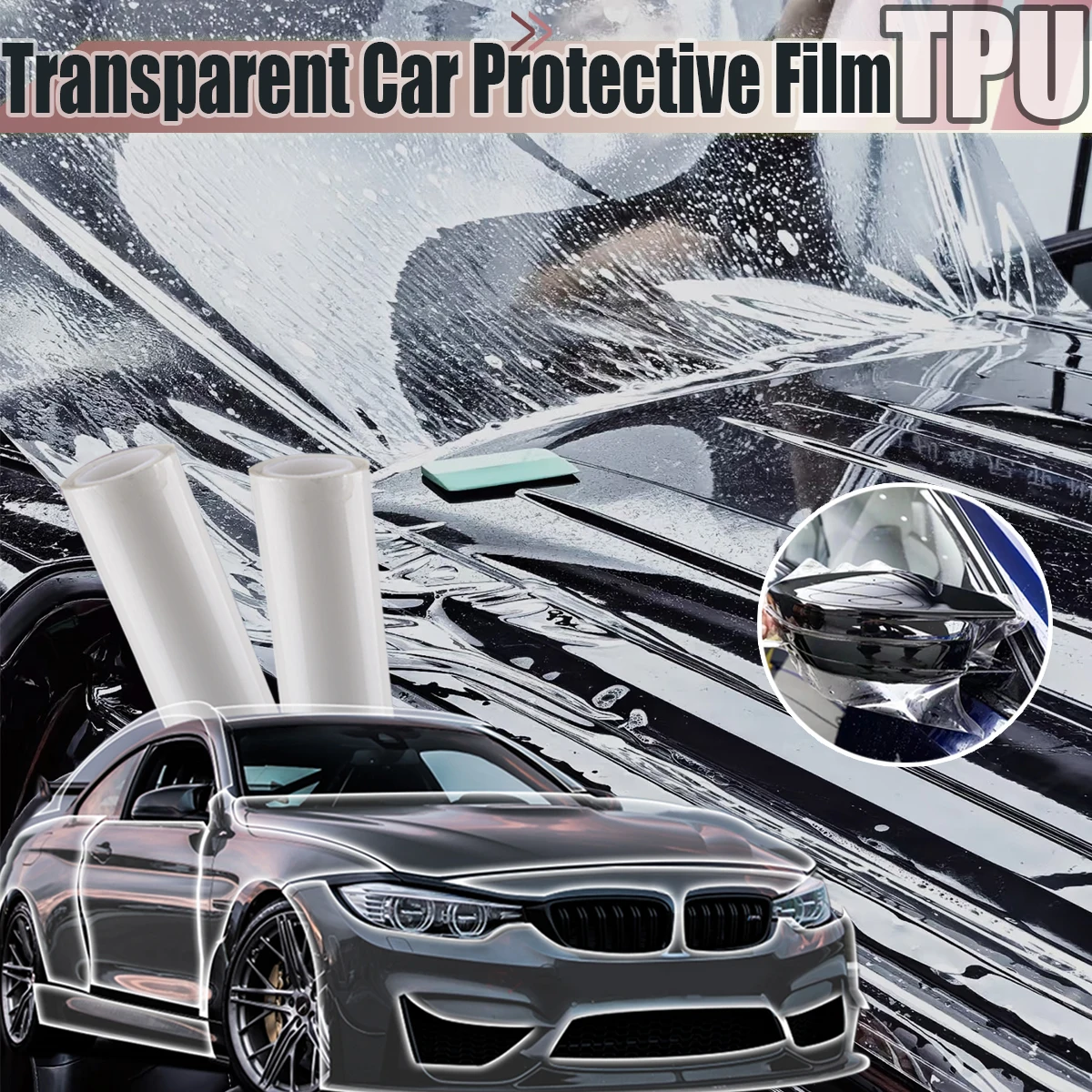 

TPU Transparent Car Paint Protective Film-Glossy Scratch Resistant Self-Healing Car PPF Body Protection Door Edge Wrapping