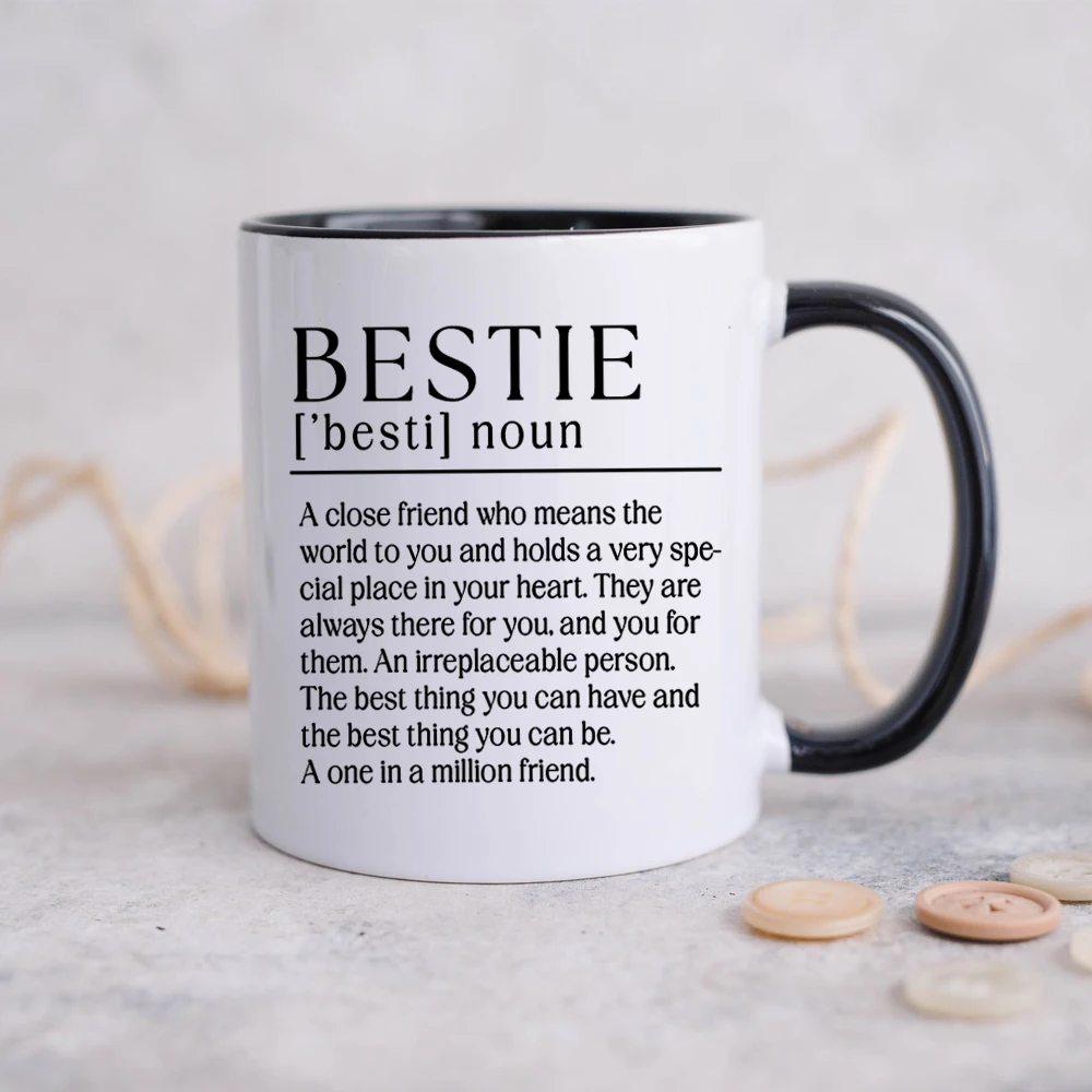 Bestie coffee mug best friend  birthday gift new year gift office simple white mug tea cup