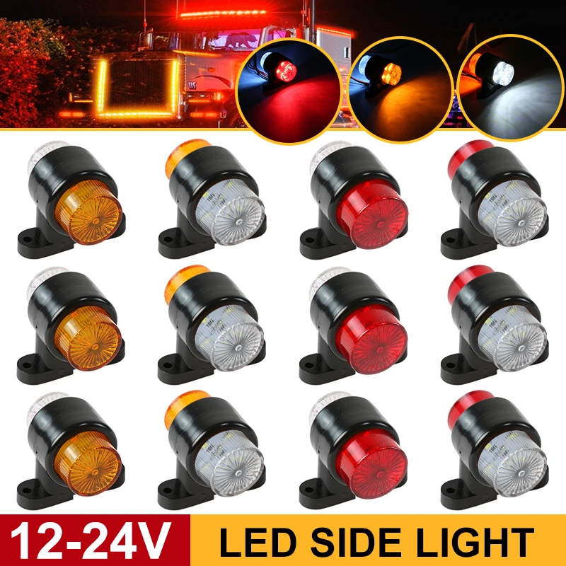 2 Luci Laterali A LED 12V 8 Led Per Camion Furgone Rimorchio – Indicatori Di Ingombro Arancioni