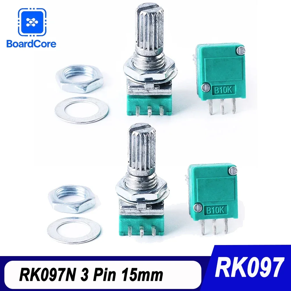 5-15PCS Single RV097N 3pin RK097 RV097 mit EINEM Schalter Audio Welle 15mm Verstärker abdichtung Potentiomet 1K 5K 10K 20K 50K 100K 500K