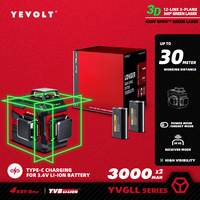 YEVOLT YVGLL4XS12 Series Laser Level Kit Green 12-Line Self-leveling 360° 3000/5200mAh Power Measuring Tools