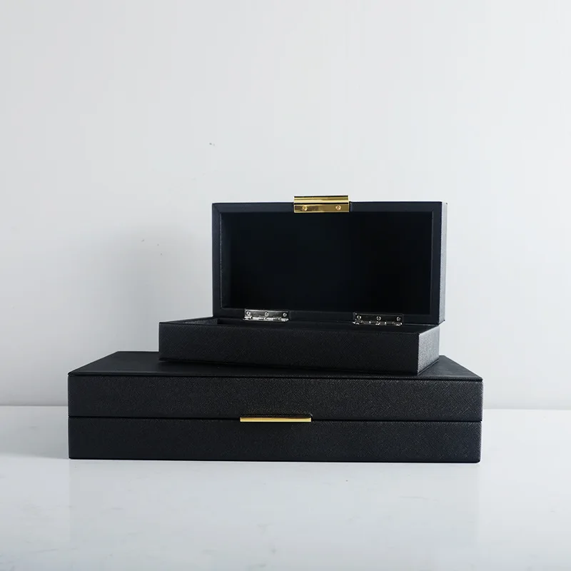 

Modern simple metal leather storage box Sales office Model house Villa jewelry box Soft decoration ornament