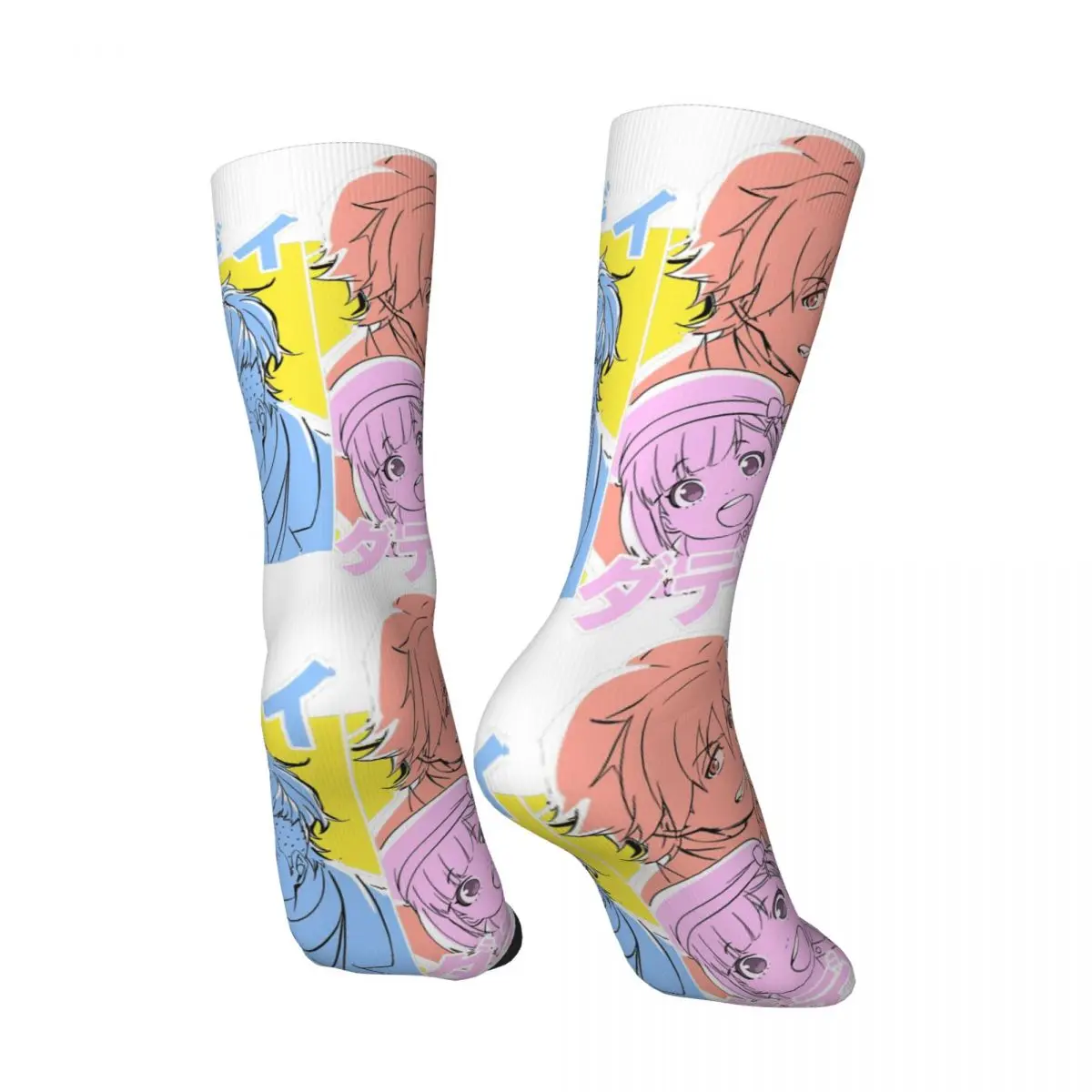 Crazy Sock for Men Meiri Hayasaka And His Two Dads Harajuku Japanese Animation Buddy Daddies Seamless Pattern  Boys Crew Sock