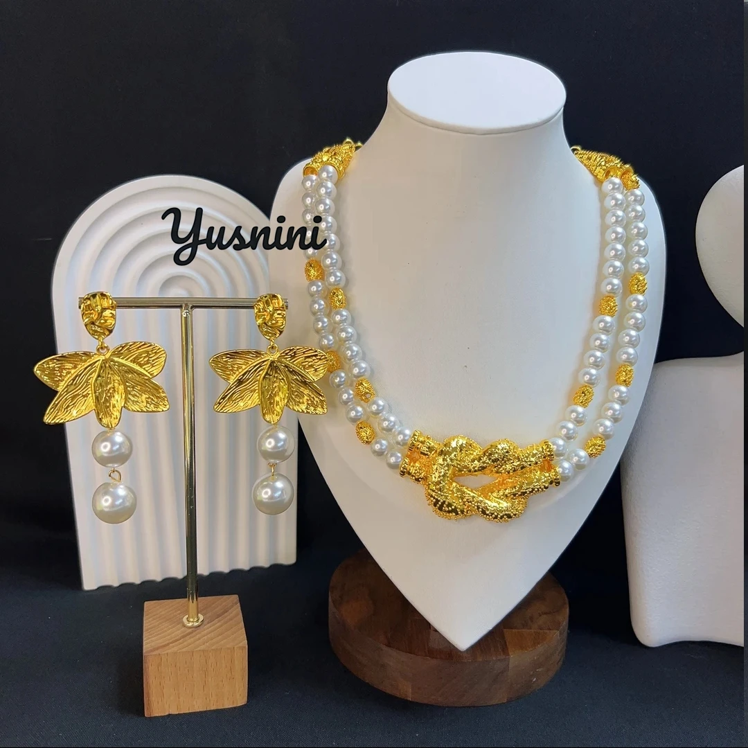 

Fashion Saudi Arabia Africa Dubai 24K Gold Plated Customized Necklace Earrings for Couples Wedding Party Jewelry Set DD10866