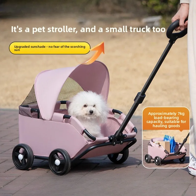 Lightweight Foldable Pet Stroller Portable Hand Cart for Outdoor Walking Travel Use