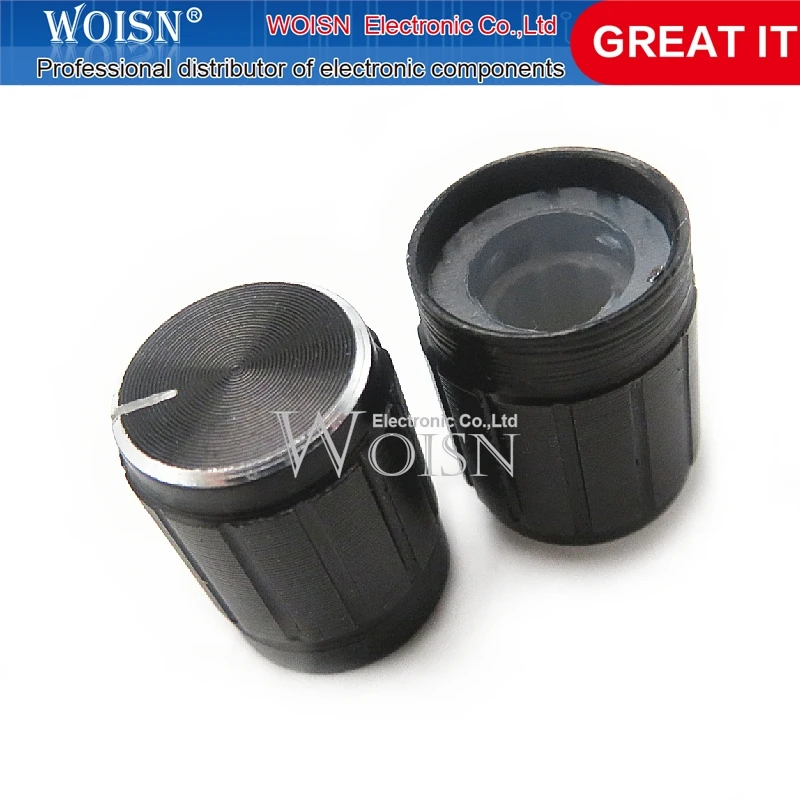 100pcs/lot 13x17mm 13*17mm Aluminum Alloy Potentiometer Knob Plum Blossom Volume Adjustment Knob Hat Black