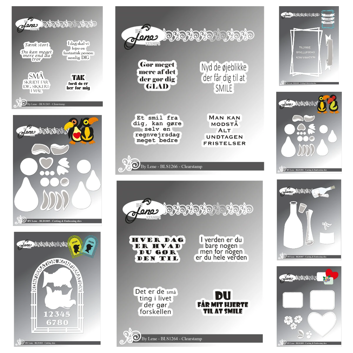 

New Cutting Dies Rectangle with Danish Text Danske Tekster Toucan Large Frames Dies DIY Scrapbook Card Embossing Valentine's Day