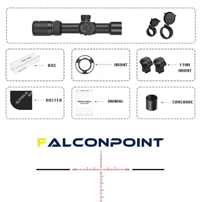SPINA OPTICS FalconPoint HD 3-15x32 FFP First Focal Plane 30mm Compact Scope Parallax 5 yds to Infinity fit compact platform