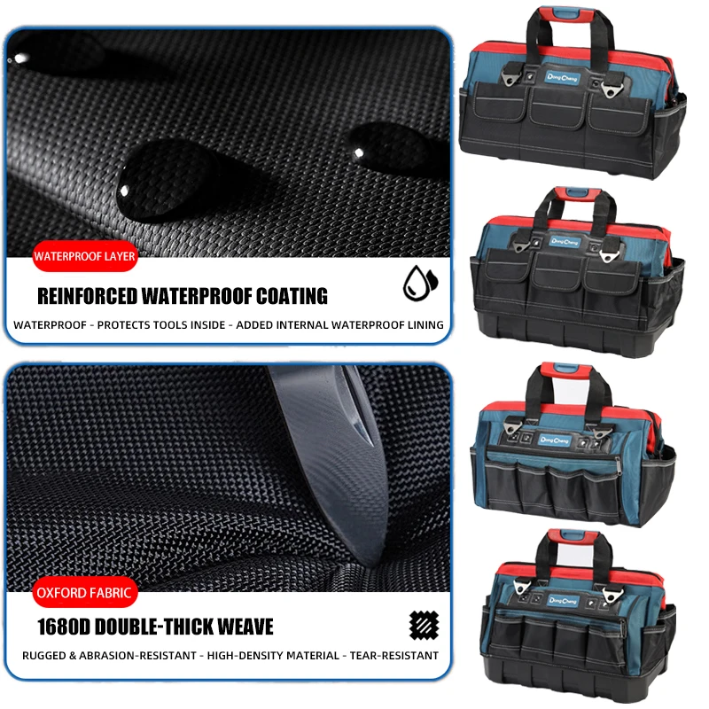 Tool Bags 1680D Oxford Cloth Electrician Bags With a rigid plastic base.  Waterproof Wear-Resistant High Capacity Storage Bag