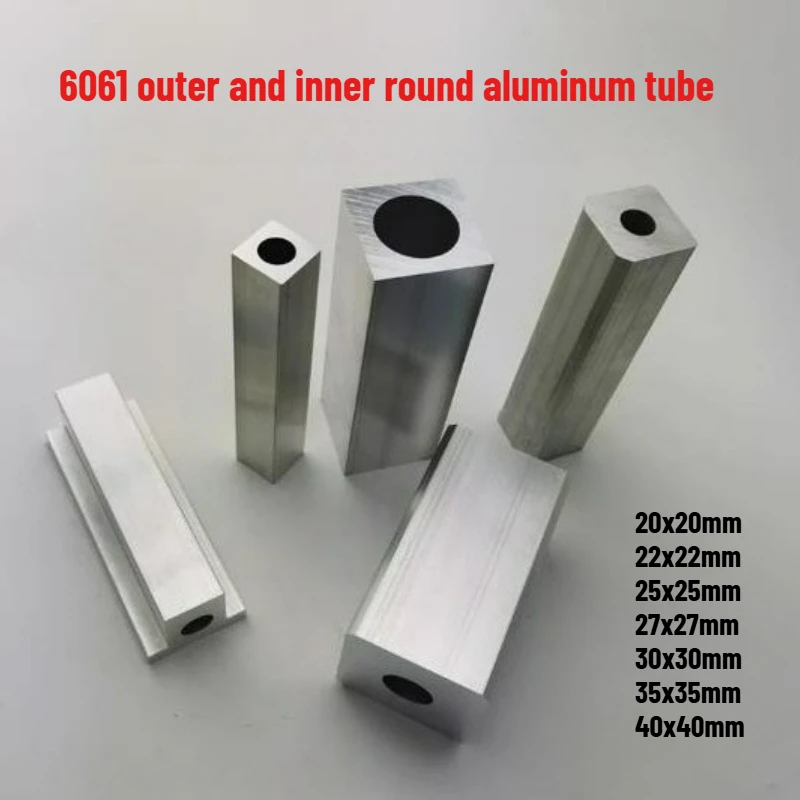 

1 шт., квадратная внешняя алюминиевая трубка, алюминиевая трубка с квадратной наружной и круглой внутренней частью 6061AL, материал «сделай сам», 20x20 мм-40x40 мм