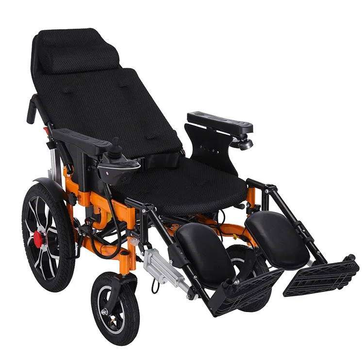 

Wheelchair Foldable Electric Reclining Wheel Chair 12AH Lithium Battery Life 15-18KM Automatic Aluminum Alloy Pneumatic Tire