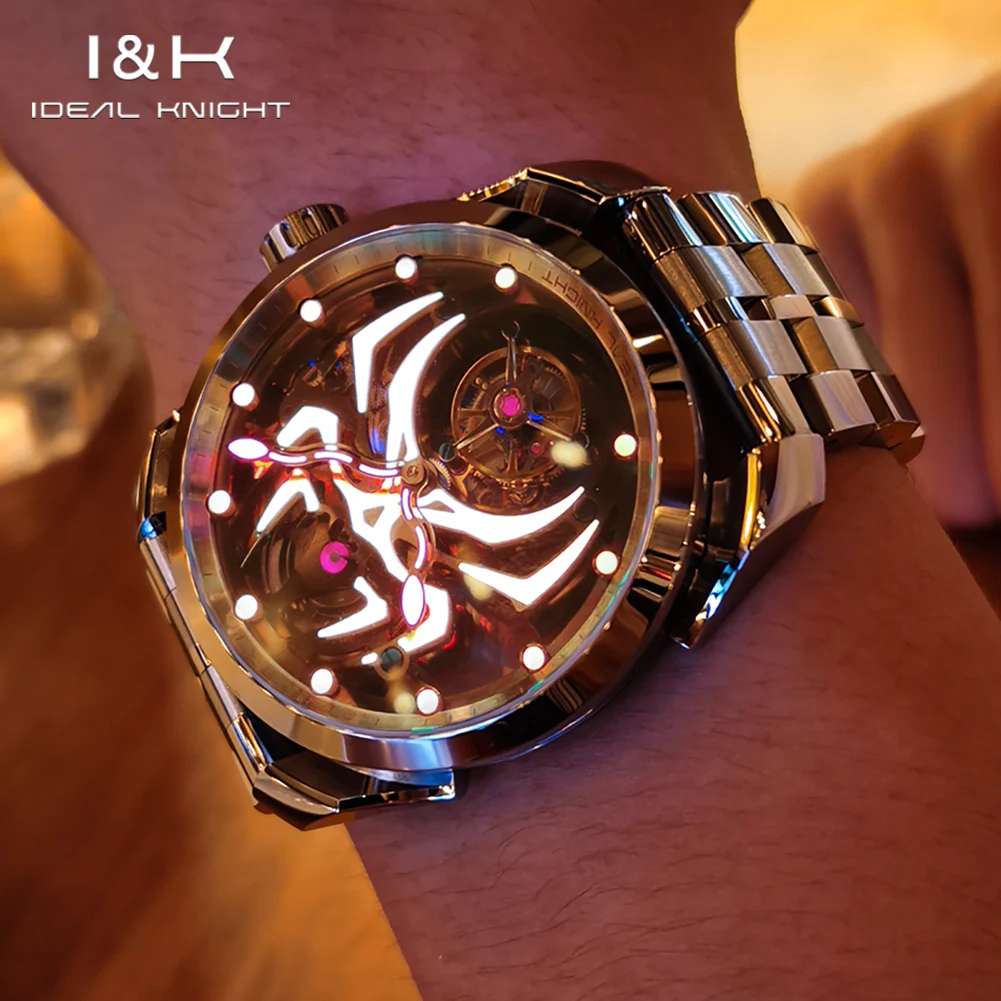 IDEAL KNIGHT 6802 Men True Tourbillon Watch High Luxury Spider Hollow Dial Limited Edition Brand Men Automatic Mechanical Watch