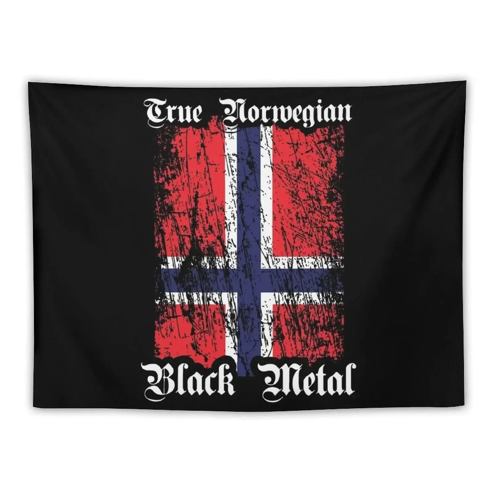 True Norwegian Black Metal - Norwegian flag upright Tapestry Room Decorator Wallpaper Bedroom Tapestry