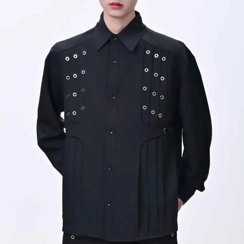 

Осенняя новая мужская однотонная рубашка с длинными рукавами в американском стиле ретро, модные тенденции, простые повседневные свободные нишевые мужские топы High Street