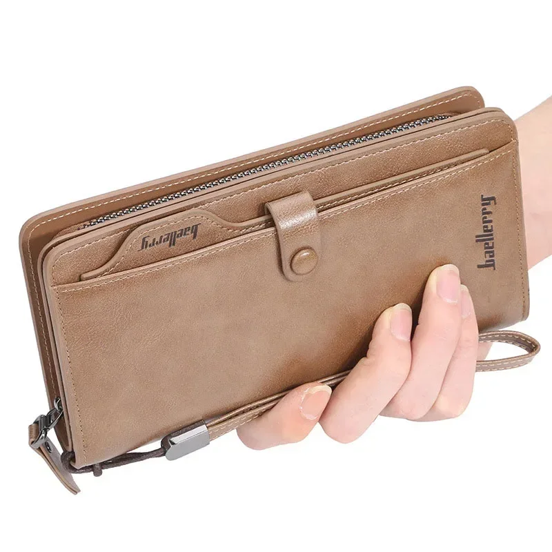 Retro Europe United Men Clutch Phone Bag Fashion Business Long Wallet Large Capacity Coin Purse Multi-card Bit Holders Handbags