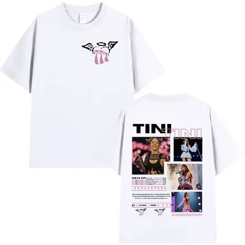 Imagen 2 del producto Camiseta gráfica de rapero TINI TINI 2025 para hombres y mujeres, camiseta Retro de moda de alta calidad, camisetas estéticas de algodón de gran tamaño, ropa de calle