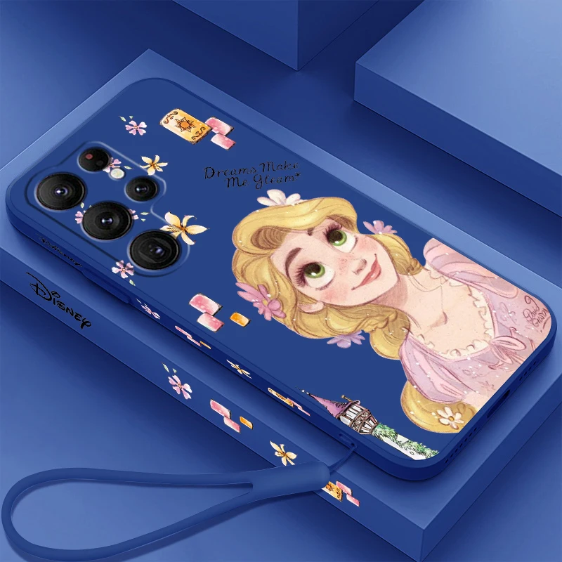 Princess Tangled Rapunzel Liquid Left Rope For Samsung Galaxy S24 S23 S22 S21 S20 FE S10 Ultra Plus Lite 5G Cover Cover