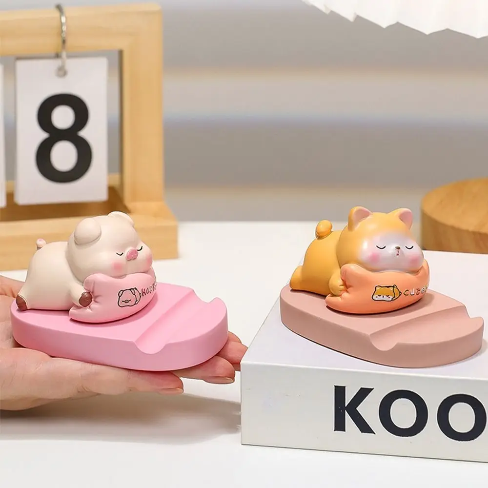 

Resin Doll Doll Mobile Phone Stand Figurine Model Pig Animal Phone Holder Miniatures Dinosaur Phone Bracket Cell Phone