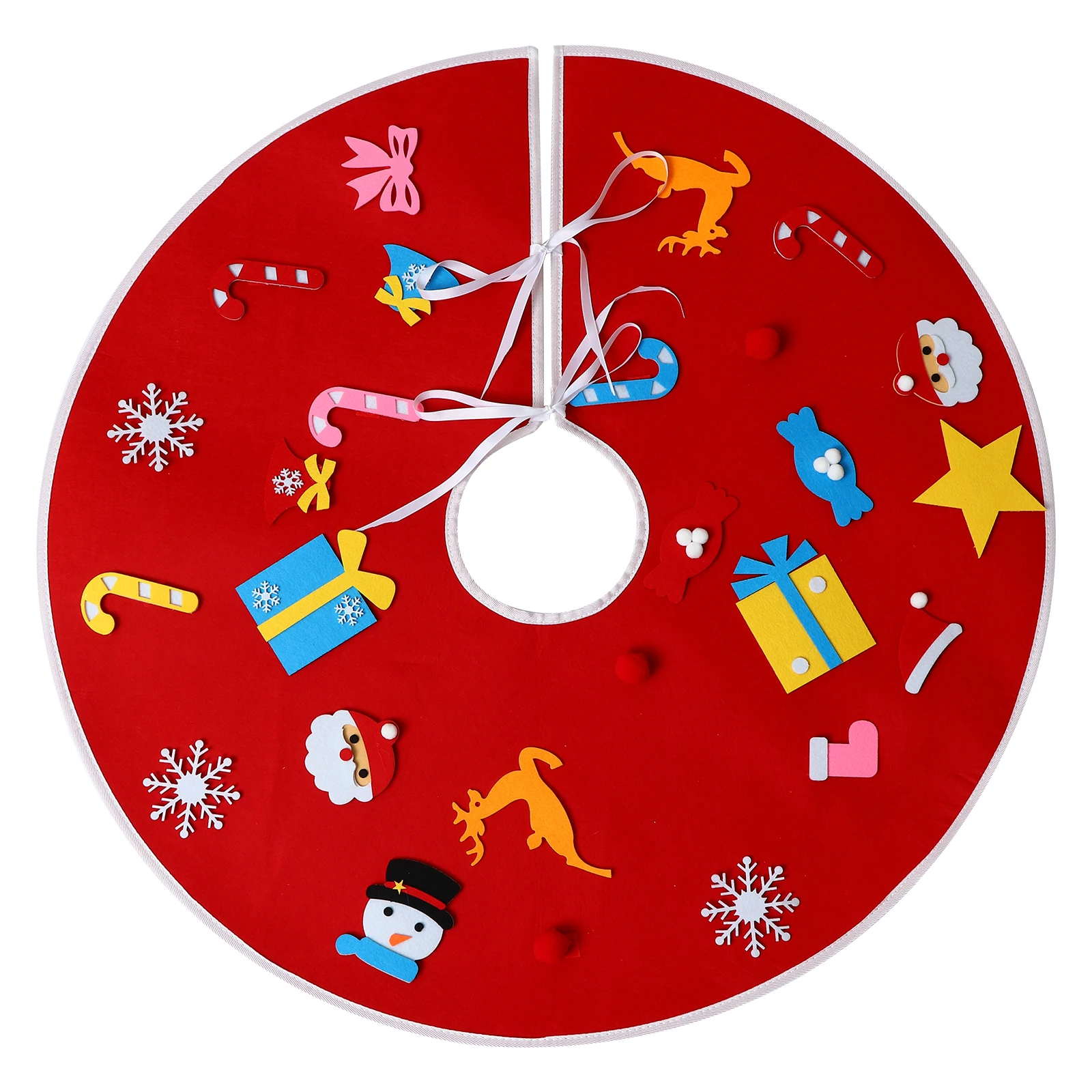 

1pc Durable Festival Pinafore Decorative Apron Red Felt Cloth Holiday Aprons With Pockets Christmas Celebration Home Decoration