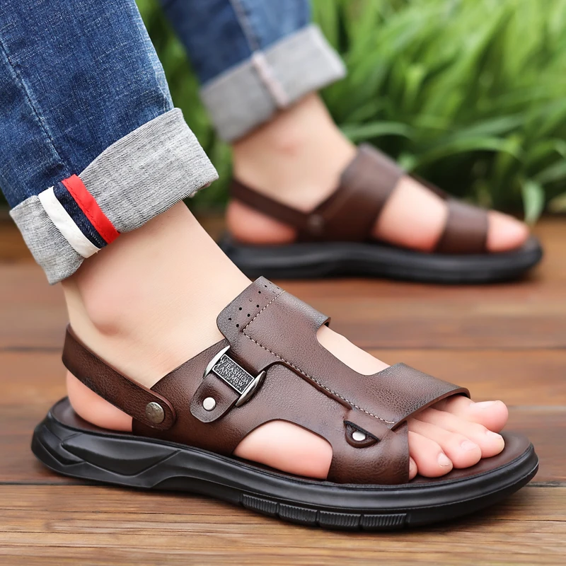 

Summer New Men's Beach Shoes Fashion Casual Shoes Men's Anti Slip Sandals Indoor Outdoor Sandals Breathable Flat Shoes