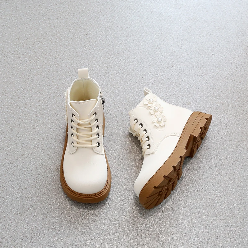 Little Girls Chunky Ankle Boots 2026 New Autumn Toddler Breathable Lining Boots Non-slip Simple Princess School Party Wedding
