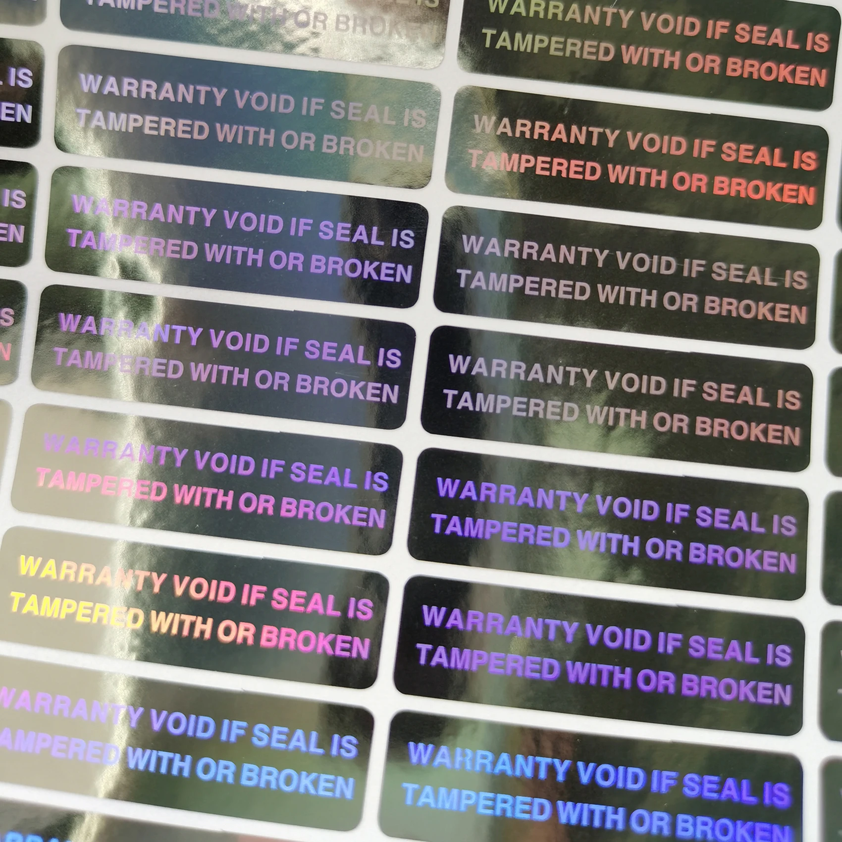 Holographic sticker custom logo text tamper proof label
