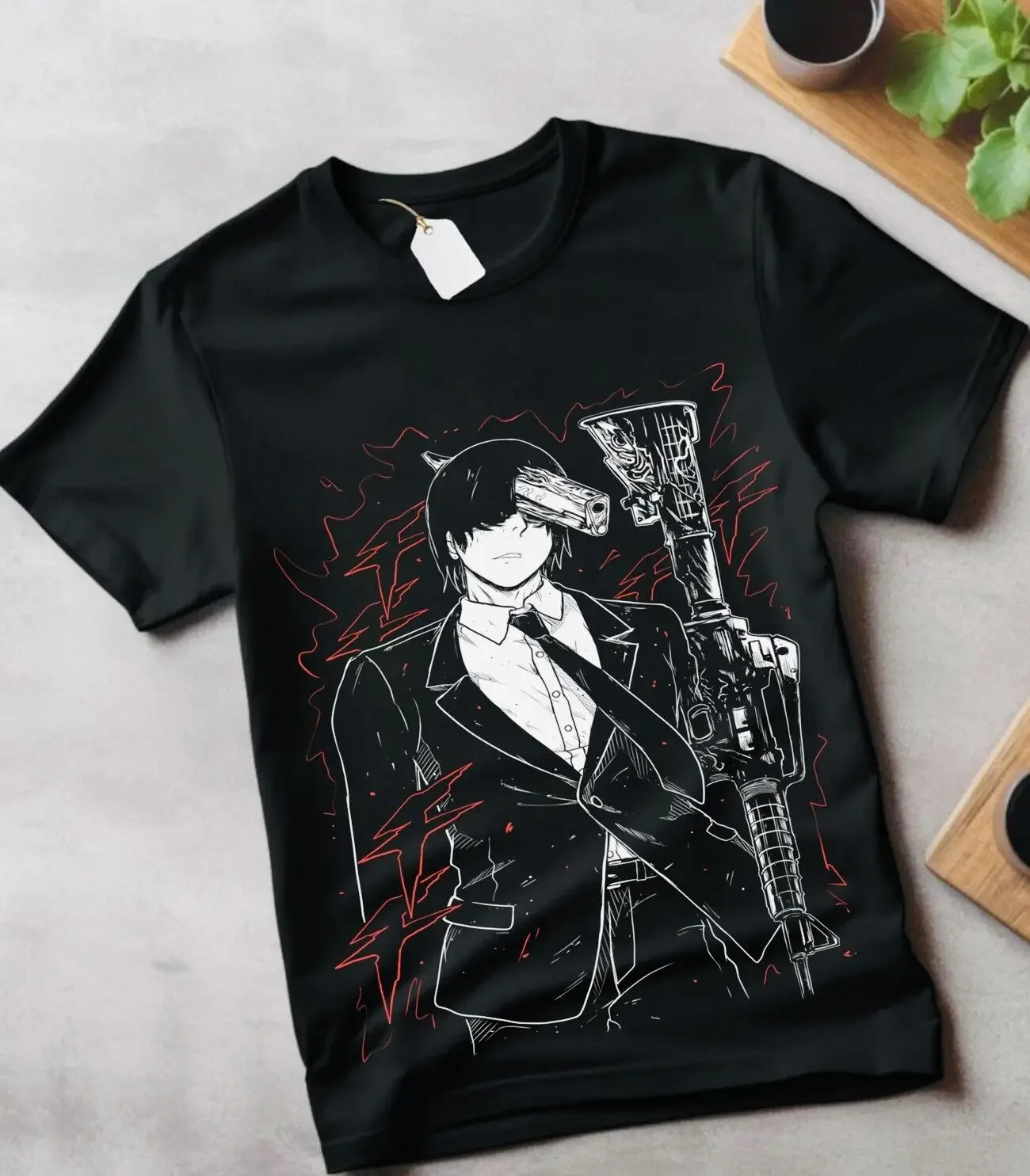 Chainsaw Man T-Shirt,Anime Manga Denji T-Shirt, Aki Power T-Shirt,Black T-shirt