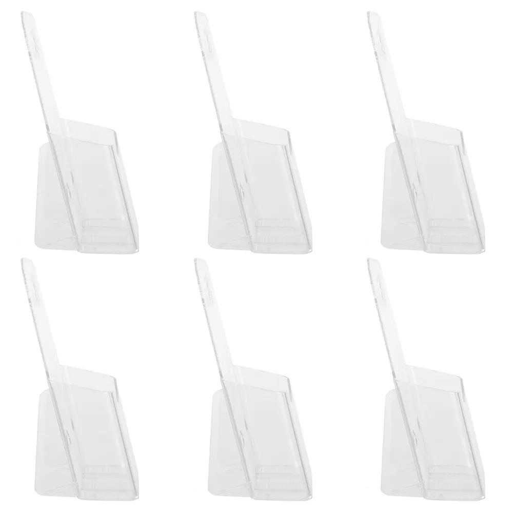 6Pcs Clear Acrylic Brochure Holder Transparent Desktop Display Stand for Business Cards Brochures Leaflets Pamphlets Literature