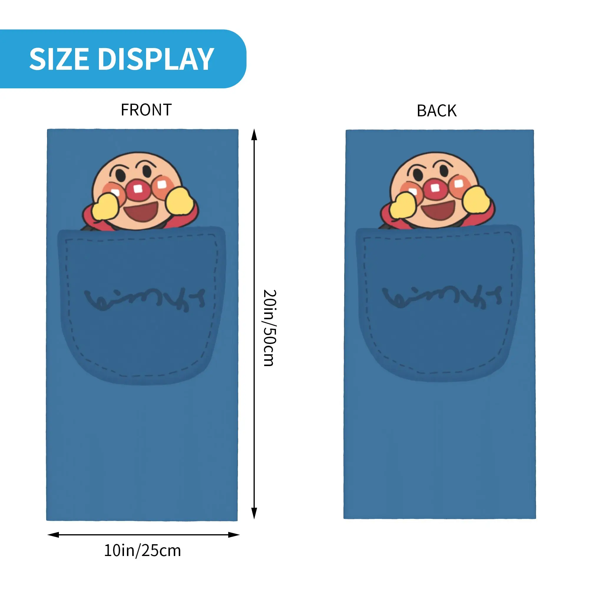 Round Cartoon Characters (5) Bandana Gaiter Club Anpanman  Wrap Scarf  Hiking  Adult Breathable Neckerchief