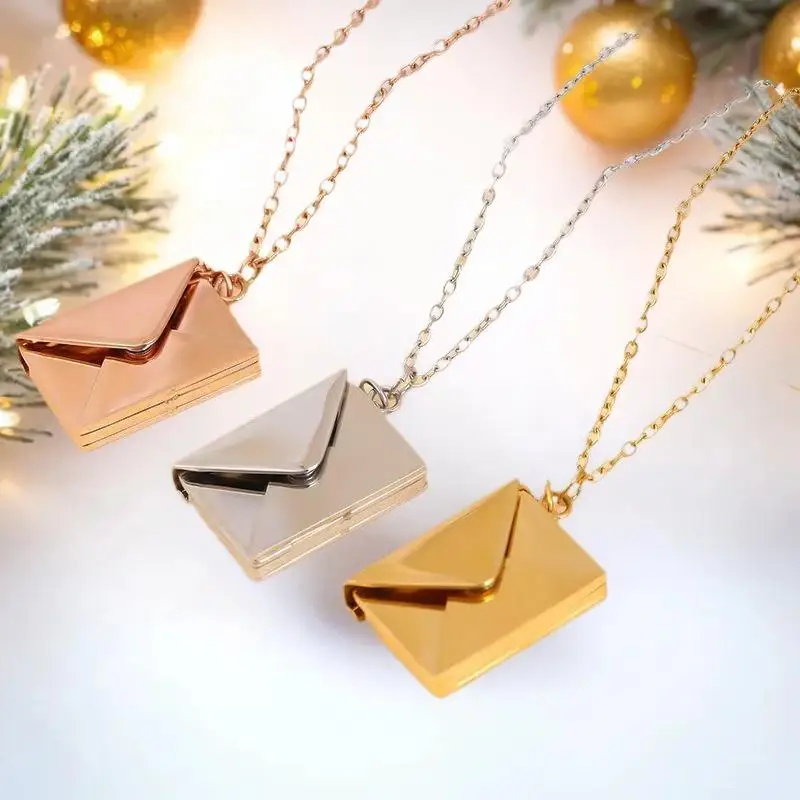 1 قطعة قلادة مغلف اعتراف الحب من الفولاذ المقاوم للصدأ مصممة خصيصًا لهدية عيد الحب #2