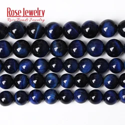 5A Quality Natural Stone Blue Lapis Lazuli Tiger Eye Agates Beads Round Loose Beads 15