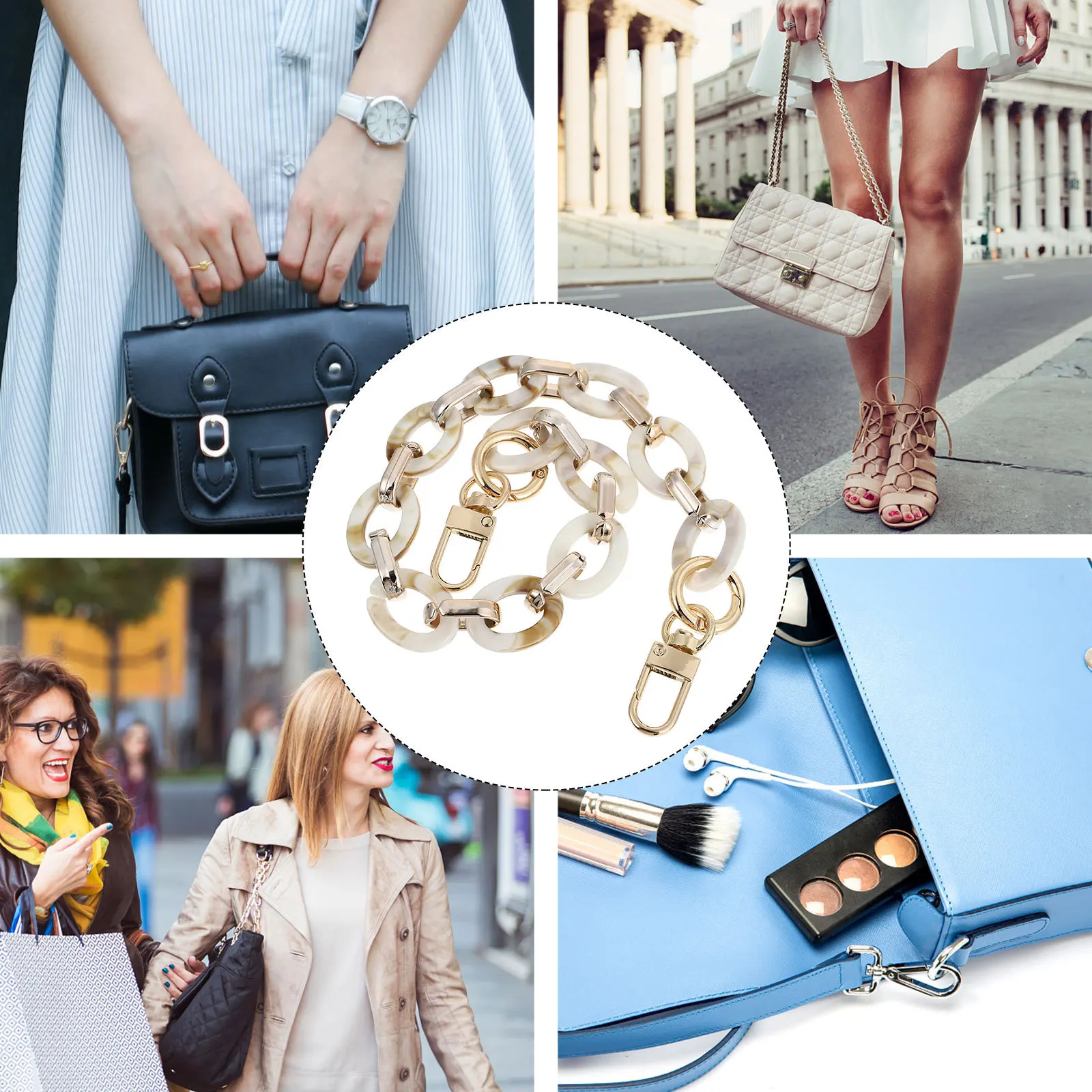 موضة الراتنج حقيبة سلسلة المرأة الملونة خفيفة الوزن محفظة استبدال حزام في الهواء الطلق حفلة اليدوية الراتنج محفظة مقبض التبعي