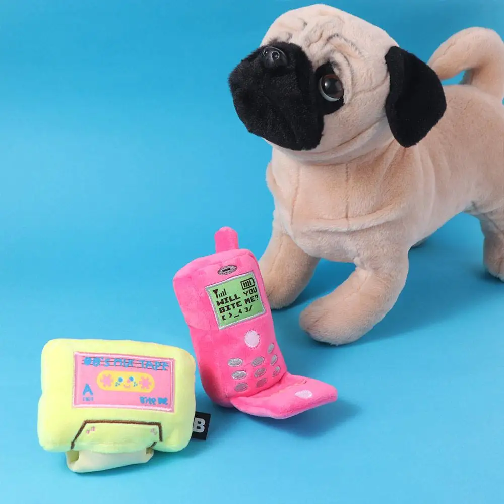 

Cellphone Shape Dog Squeaky Toy Bite Resistant Cartoon Puppy Sound Toy Soft Stuffed Sounding Paper Pet Plush Doll Chew Toy