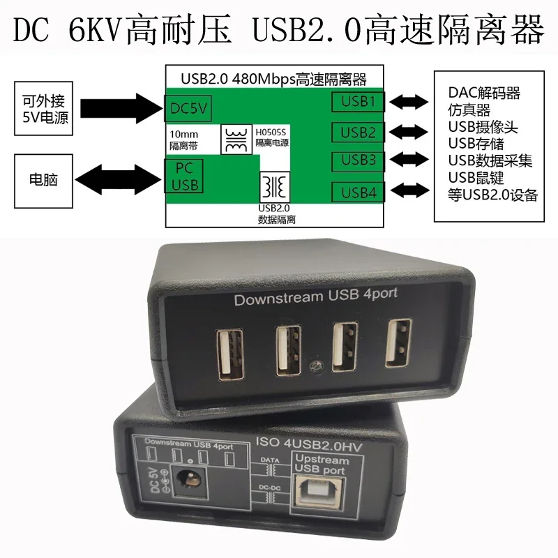 USB2.0 high-speed spacer 480M elimination decoder DAC common ground current sound protection USB port 6KV isolation