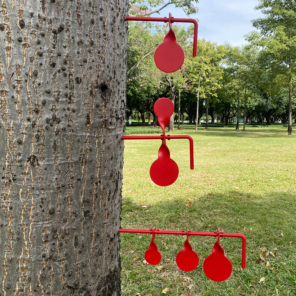 Cibles rouges autobloquantes en métal, simple, double, triple, 3mm ou 5mm d'épaisseur, option tir en plein air, sport amusant