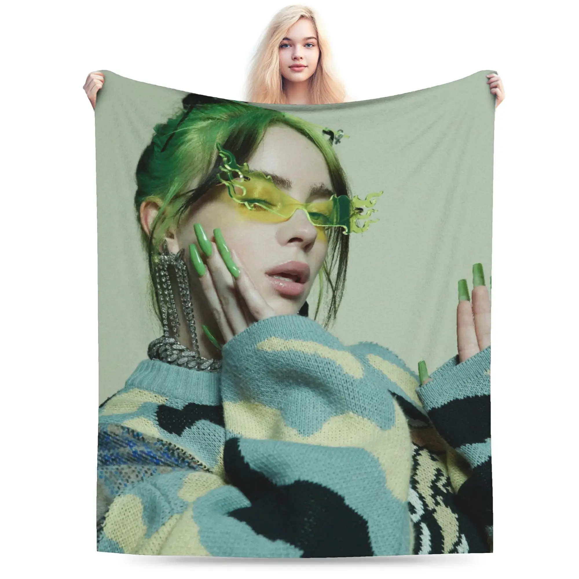 Singer Billies Blanket Coral Fleece Plush All Season Portable Ultra-Soft Throw Blanket for Bedding Outdoor Rug Piece
