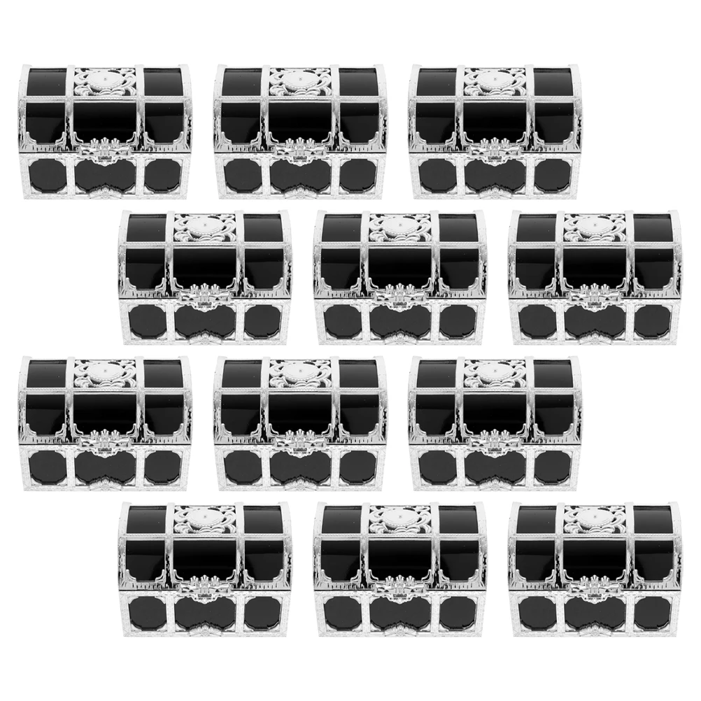 

12 Pcs Mini Pirate Treasure Box Chest Silver Plastic Smooth Surface Birthday Party Halloween Christmas Kids Favor