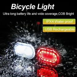 Front Rear Bike Lights Rechargeable Bicycle Cycling USB Flashlight for Bicycle Lighting Set Mountain Bike Lantern Accessories