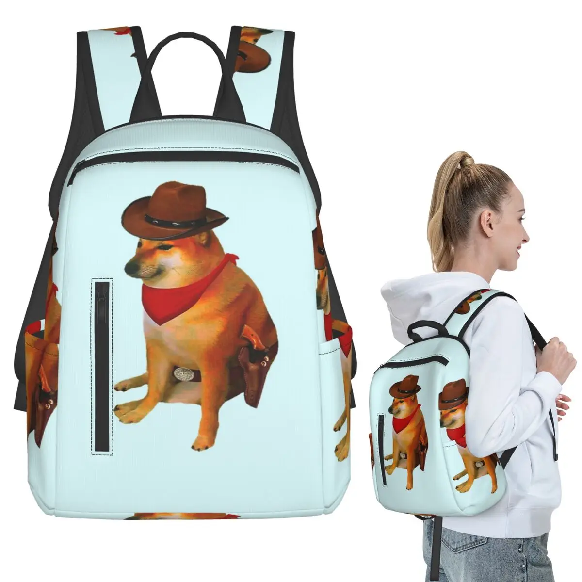 doge-柴犬ミームバックパック学生ブックバッグ子供スクールバッグコンピュータショルダーバッグ男性女性