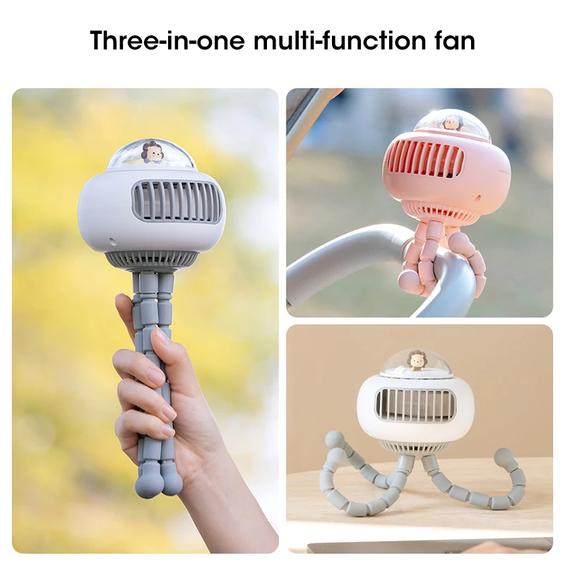 New Product Shake Head Handheld Office Table Quiet Usb Mini Fan Personal Portable Rechargeable Octopus Baby Stroller Fan