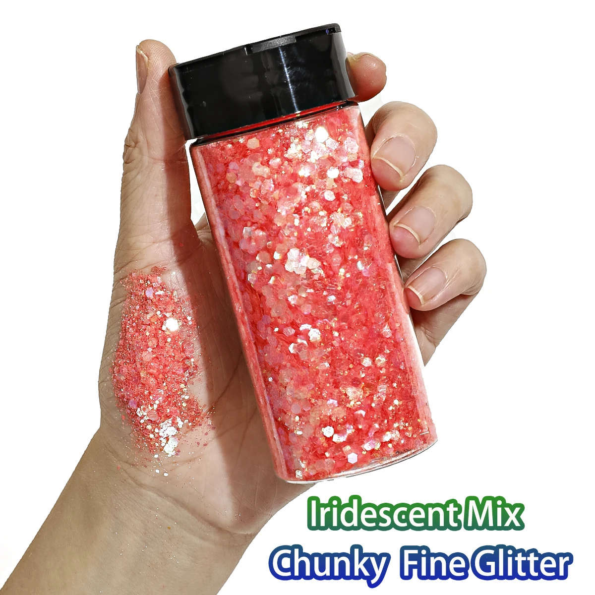 80G/2.85OZ Lridescent Mix Chunky Glitter per unghie Decorare, adatto per glitter per unghie, fai da te, feste, decorazioni natalizie Glitter