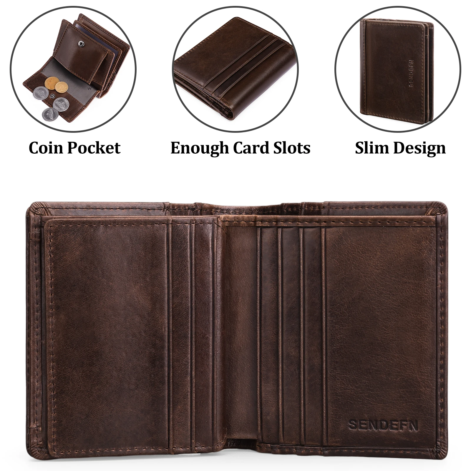 Luxury Wallet Genuine Leather Men Wallet Rfid Anti-theft Credit Cards Holder With Organizer Coin Pocket Male Money Clips Purse