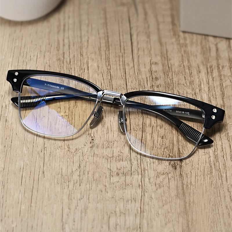 

Brand Design Trendy Eyebrow Line Glasses Frame for Men Titanium Acetate Square Eyeglasses Women Optical Myopia Eyewear Oculus