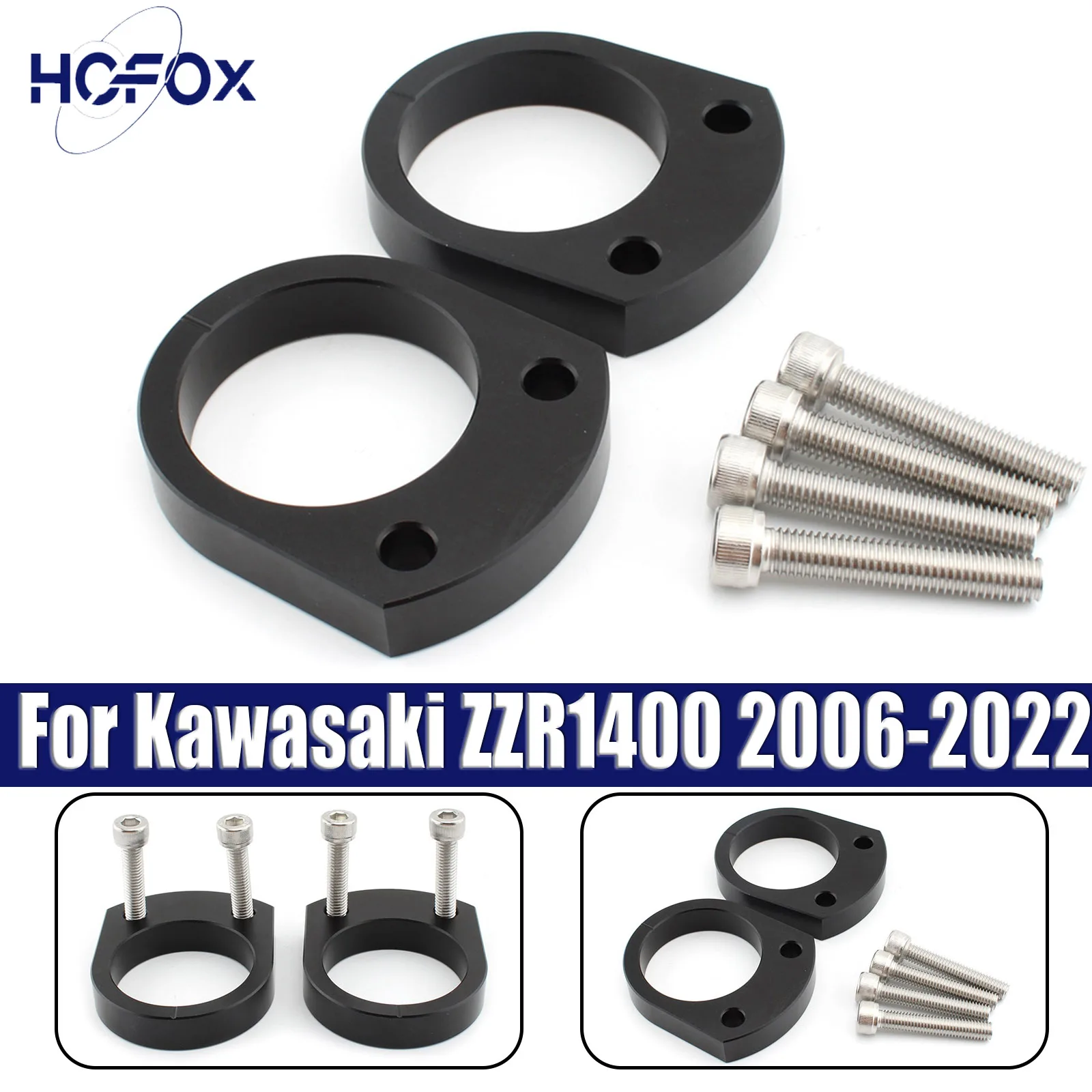 

Motorcycle Handle Bar Mount Clamps 14MM Riser Adapters ZX-14 R ZZR 1400 ZX14R Aluminum For Kawasaki ZZR1400 2006-2022 ZX-14R